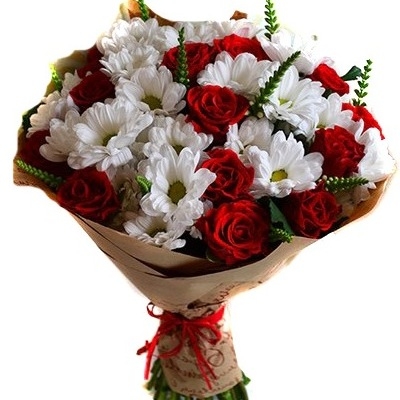 Букет из роз и хризантем "Вивьен" с доставкой по Ачинску